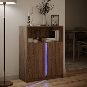 vidaXL Sideboard with LED Brown Oak 77x34x100 cm Engineered Wood