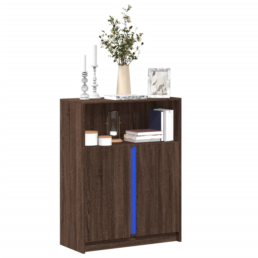 vidaXL Sideboard with LED Brown Oak 77x34x100 cm Engineered Wood