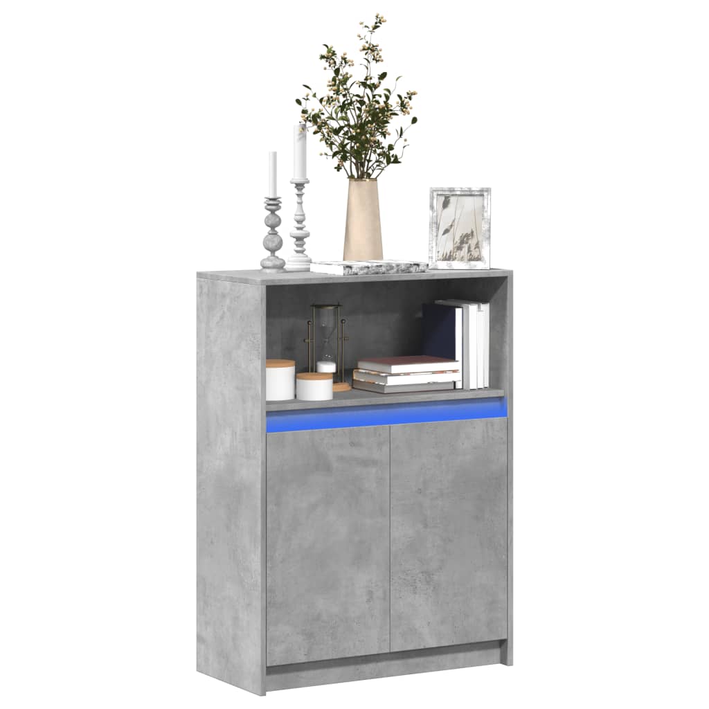 vidaXL Sideboard with LED Concrete Grey 72x34x100 cm Engineered Wood