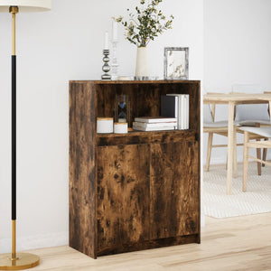 vidaXL Sideboard with LED Smoked Oak 72x34x100 cm Engineered Wood