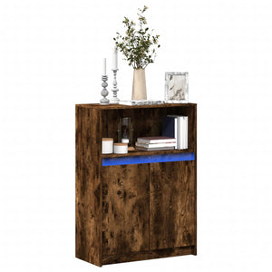 vidaXL Sideboard with LED Smoked Oak 72x34x100 cm Engineered Wood