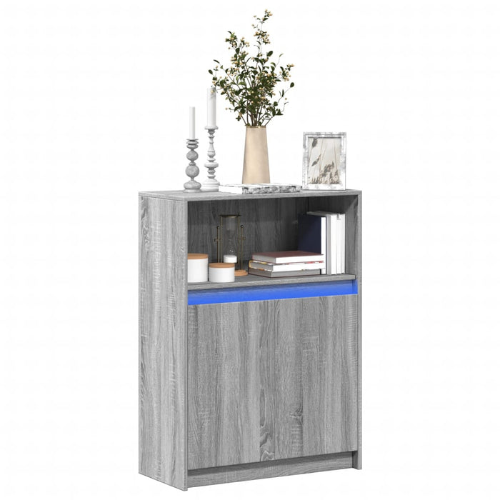 vidaXL Sideboard with LED Grey Sonoma 72x34x100 cm Engineered Wood