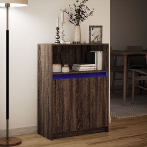 vidaXL Sideboard with LED Brown Oak 72x34x100 cm Engineered Wood