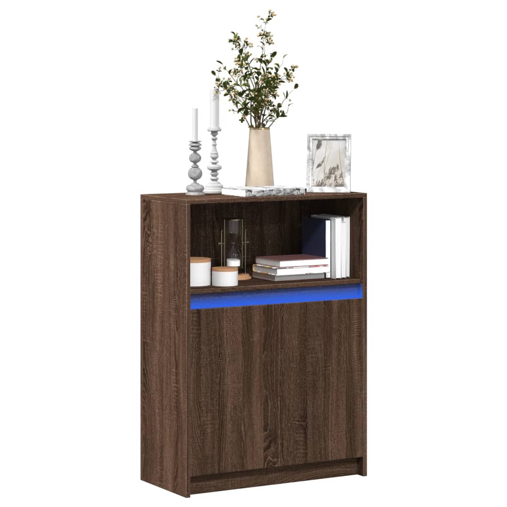 vidaXL Sideboard with LED Brown Oak 72x34x100 cm Engineered Wood