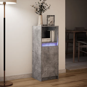 vidaXL Sideboard with LED Concrete Grey 38x34x100 cm Engineered Wood