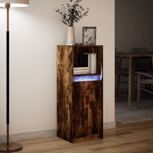 vidaXL Sideboard with LED Smoked Oak 38x34x100 cm Engineered Wood