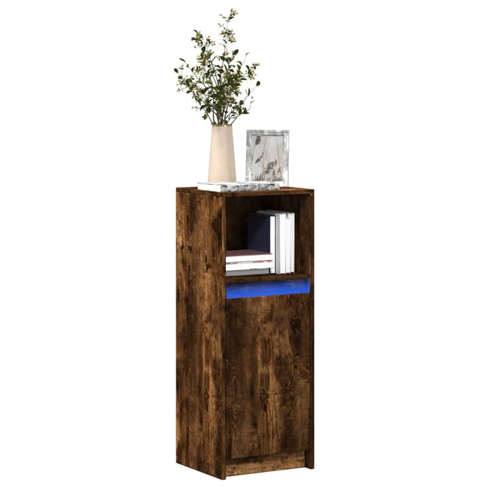 vidaXL Sideboard with LED Smoked Oak 38x34x100 cm Engineered Wood