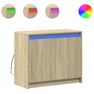 vidaXL Sideboard with LED Sonoma Oak 72x34x61 cm Engineered Wood