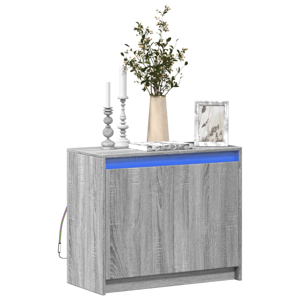 vidaXL Sideboard with LED Grey Sonoma 72x34x61 cm Engineered Wood