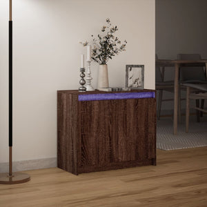 vidaXL Sideboard with LED Brown Oak 72x34x61 cm Engineered Wood