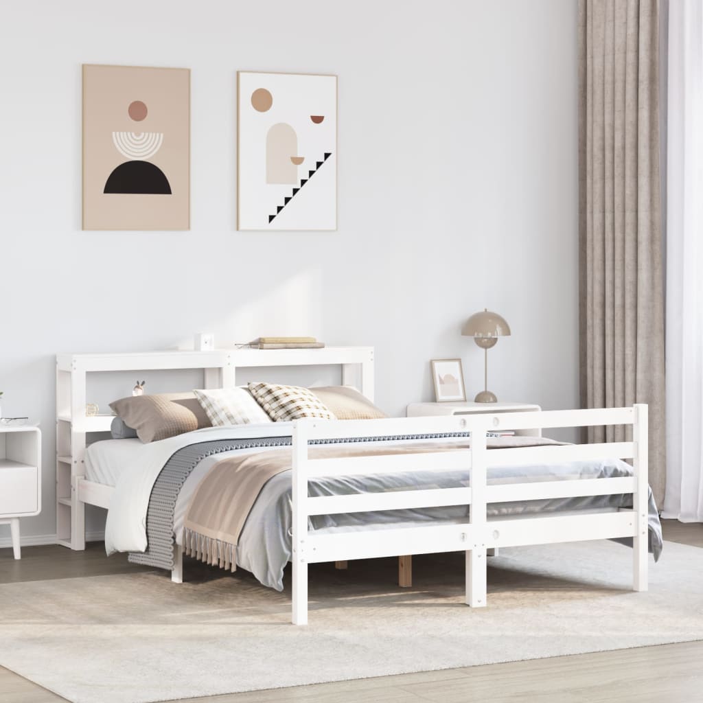 vidaXL Bed Frame without Mattress White 140x200 cm Solid Wood Pine