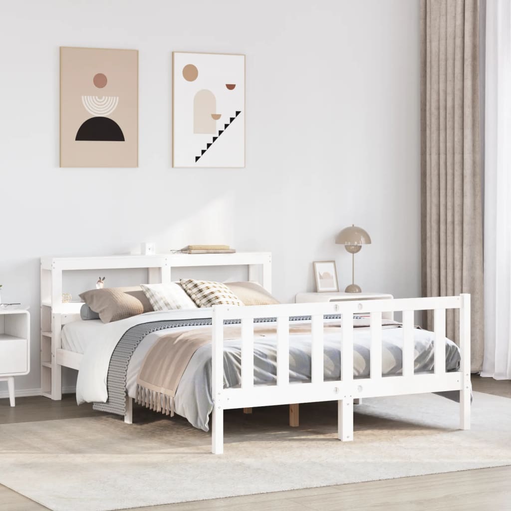 vidaXL Bed Frame without Mattress White 160x200 cm Solid Wood Pine