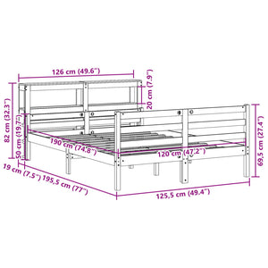 vidaXL Bed Frame with Headboard without Mattress 120x190 cm Small Double