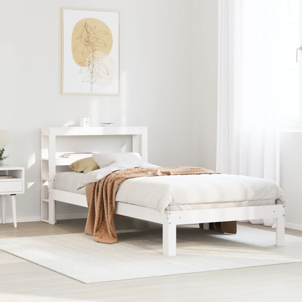 vidaXL Bed Frame with Headboard without Mattress White 90x190 cm Single