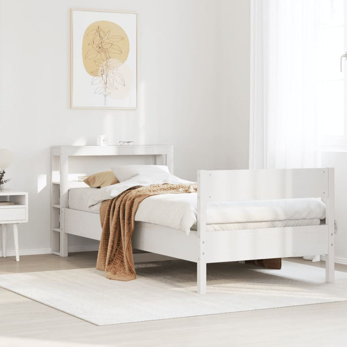 vidaXL Bed Frame without Mattress White 100x200 cm Solid Wood Pine