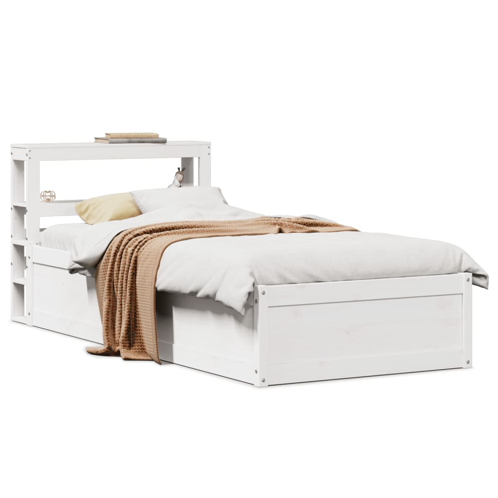 vidaXL Bed Frame with Headboard White 100x200 cm Solid Wood Pine