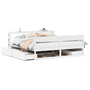 vidaXL Bed Frame without Mattress White 180x200 cm Super King Size Solid Wood Pine