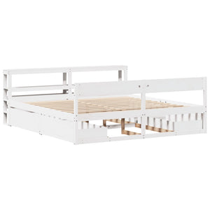 vidaXL Bed Frame without Mattress White 180x200 cm Super King Size Solid Wood Pine