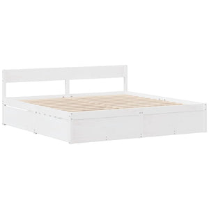 vidaXL Bed Frame without Mattress White 180x200 cm Super King Size Solid Wood Pine