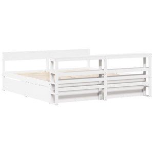 vidaXL Bed Frame without Mattress White 180x200 cm Super King Size Solid Wood Pine