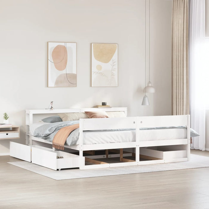 vidaXL Bed Frame without Mattress White 180x200 cm Super King Size Solid Wood Pine