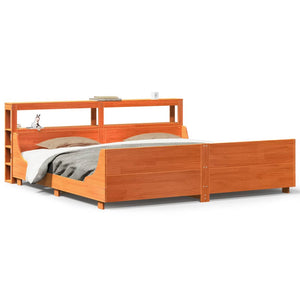 vidaXL Bed Frame without Mattress Wax Brown 200x200 cm Solid Wood Pine