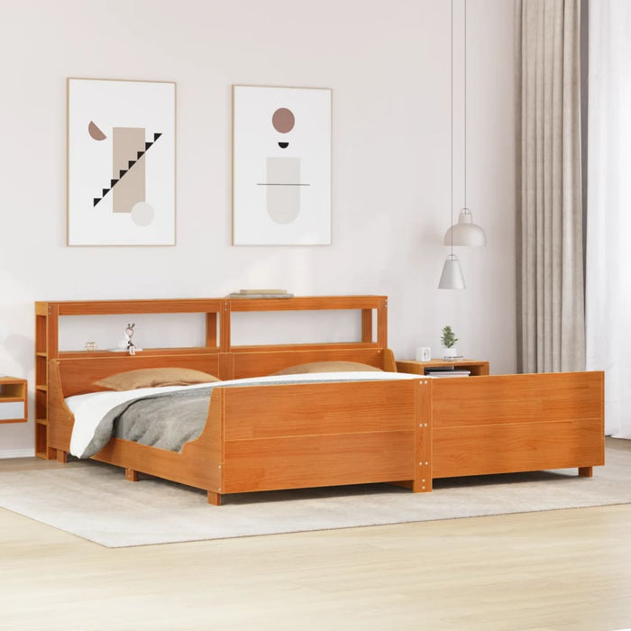 vidaXL Bed Frame without Mattress Wax Brown 200x200 cm Solid Wood Pine