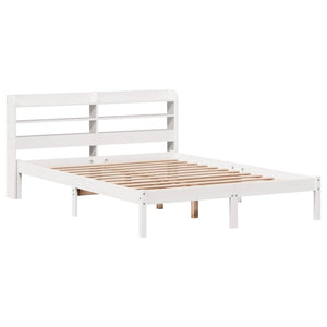 vidaXL Bed Frame without Mattress White 150x200 cm King Size Solid Wood Pine