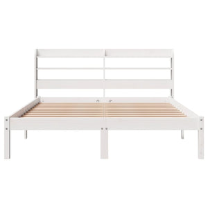 vidaXL Bed Frame without Mattress White 150x200 cm King Size Solid Wood Pine