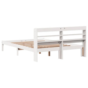 vidaXL Bed Frame without Mattress White 150x200 cm King Size Solid Wood Pine