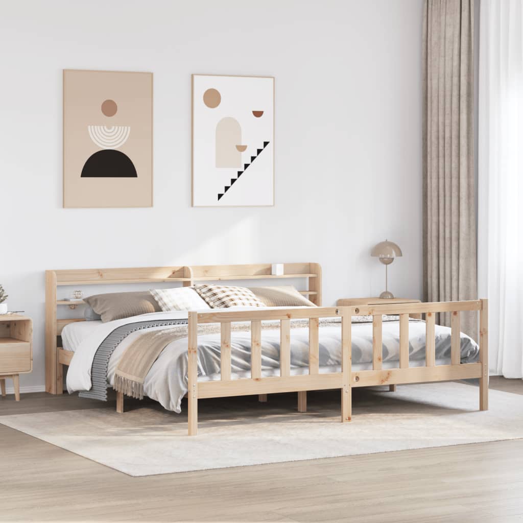 vidaXL Bed Frame without Mattress 180x200 cm Super King Solid Wood Pine