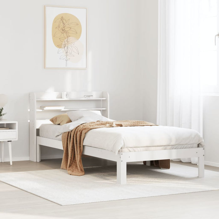 vidaXL Bed Frame with Headboard without Mattress White 75x190 cm Small Single