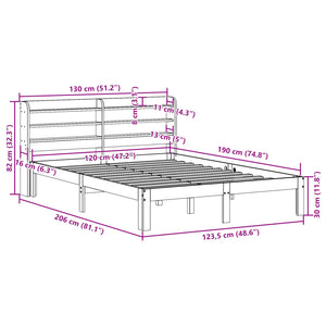 vidaXL Bed Frame with Headboard without Mattress White 120x190 cm Small Double