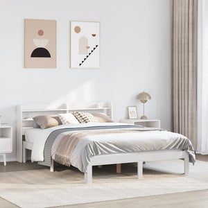 vidaXL Bed Frame with Headboard without Mattress White 120x190 cm Small Double