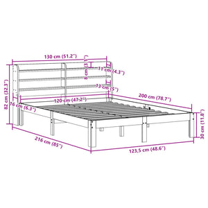 vidaXL Bed Frame with Headboard without Mattress White 120x200 cm