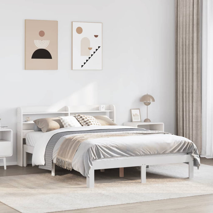 vidaXL Bed Frame with Headboard without Mattress White 120x200 cm