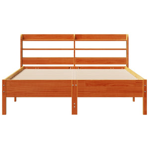 vidaXL Bed Frame without Mattress Wax Brown 140x190 cm Solid Wood Pine