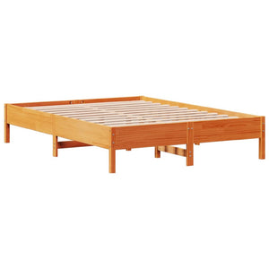 vidaXL Bed Frame without Mattress Wax Brown 140x190 cm Solid Wood Pine