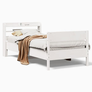 vidaXL Bed Frame without Mattress White 75x190 cm Small Single Solid Wood Pine