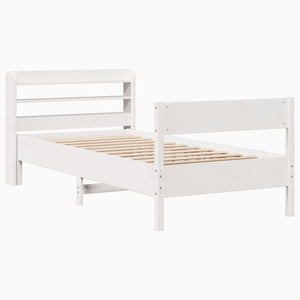 vidaXL Bed Frame without Mattress White 75x190 cm Small Single Solid Wood Pine