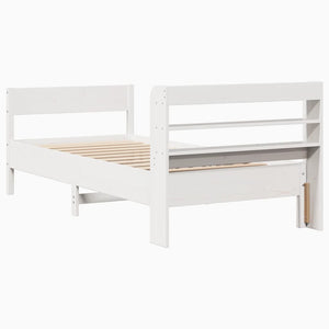 vidaXL Bed Frame without Mattress White 75x190 cm Small Single Solid Wood Pine