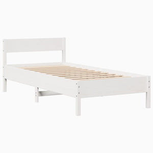 vidaXL Bed Frame without Mattress White 75x190 cm Small Single Solid Wood Pine