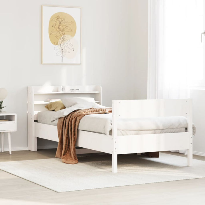 vidaXL Bed Frame without Mattress White 75x190 cm Small Single Solid Wood Pine