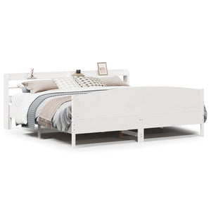 vidaXL Bed Frame without Mattress White 180x200 cm Super King Solid Wood Pine