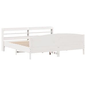 vidaXL Bed Frame without Mattress White 180x200 cm Super King Solid Wood Pine