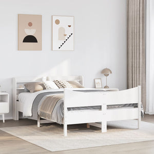 vidaXL Bed Frame with Headboard White 150x200 cm King Size Solid Wood Pine