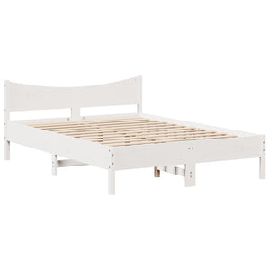 vidaXL Bed Frame with Headboard White 150x200 cm King Size Solid Wood Pine