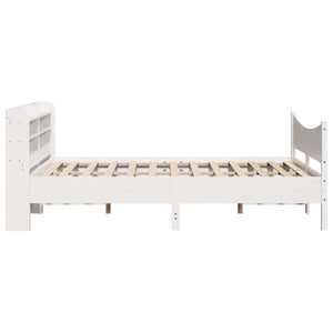 vidaXL Bed Frame with Headboard White 150x200 cm King Size Solid Wood Pine