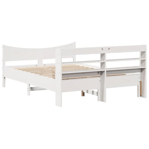 vidaXL Bed Frame with Headboard White 150x200 cm King Size Solid Wood Pine