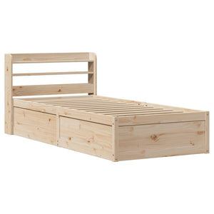 vidaXL Bed Frame with Headboard 75x190 cm Small Single Solid Wood Pine